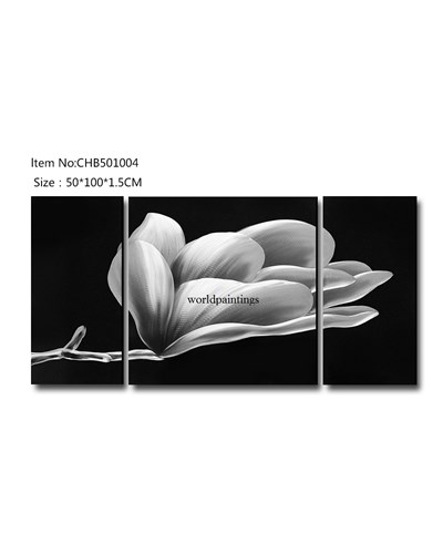 ציור אלומיניום פרח בשחור לבן